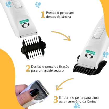 Máquina de Tosa Pet Caramelo™ – Tosa Semi Profissional 5V Silenciosa e Segura para Cães e Gatos - Imagem 2
