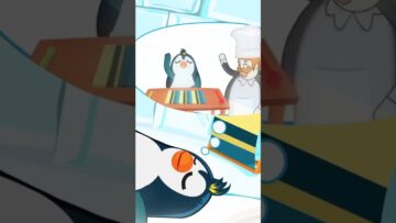 Nosso amigo pinguim só pensa em fazer um banquete. Será que ele consegue? 🐟🧡 #shorts #mundobita